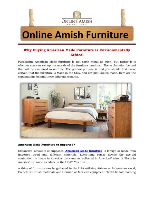 Why Buying American Made Furniture Is Environmentally Ethical