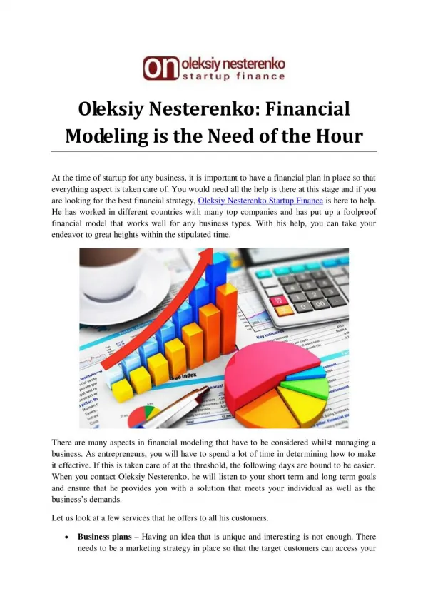 Oleksiy Nesterenko: Financial Modeling is the Need of the Hour