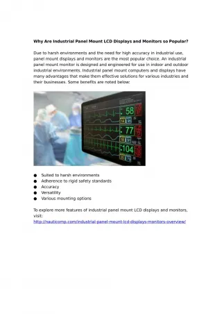 Why Are Industrial Panel Mount LCD Displays and Monitors so Popular? - slide 1