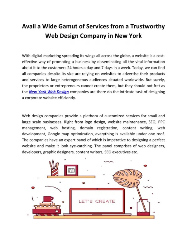 Avail a Wide Gamut of Services from a Trustworthy Web Design Company in New York