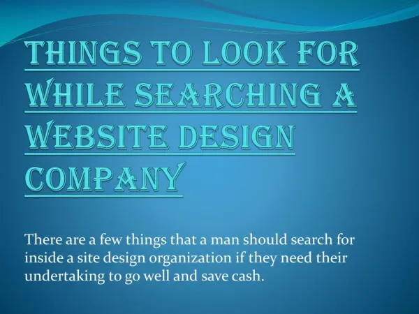 Things to Look For While Searching a Website Design Company