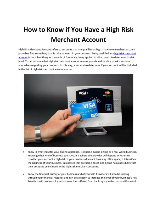 How to Know if You Have a High Risk Merchant Account