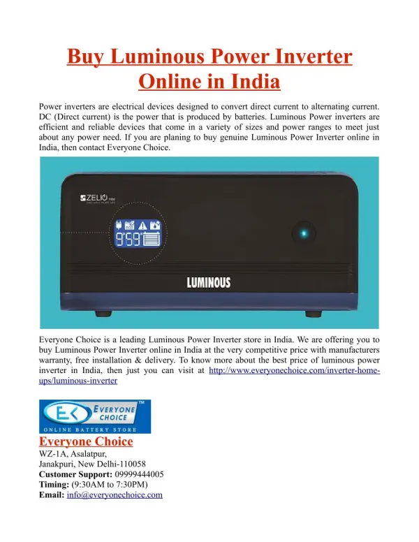 Buy Luminous Power Inverter Online in India