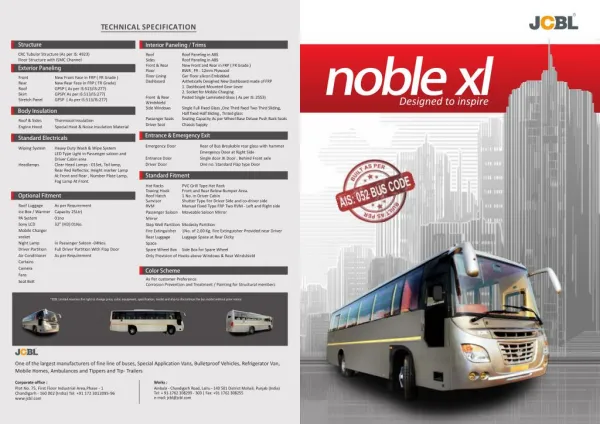Noble-XL: JCBL manufactured Luxury Bus