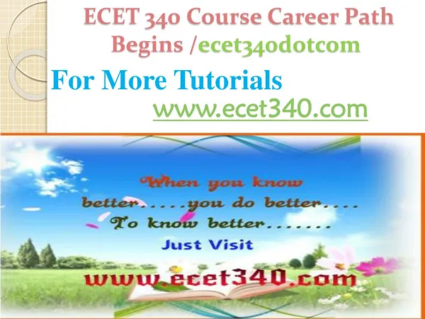 ECET 340 Course Career Path Begins /ecet340dotcom