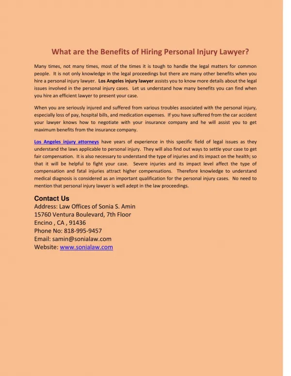 What are the Benefits of Hiring Personal Injury Lawyer?