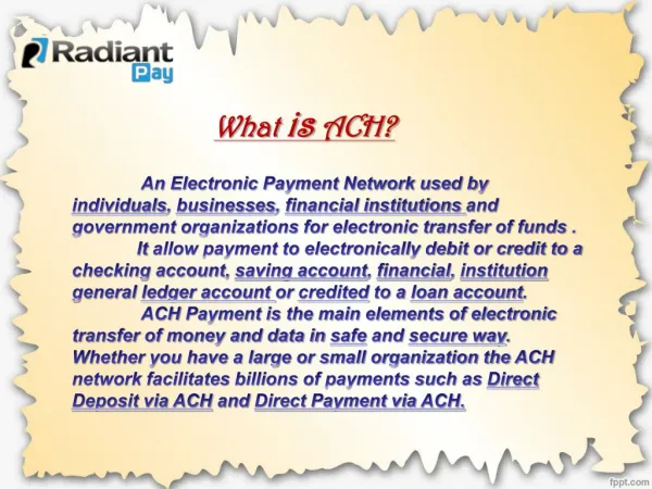 Radiant Pay ACH Check Processing