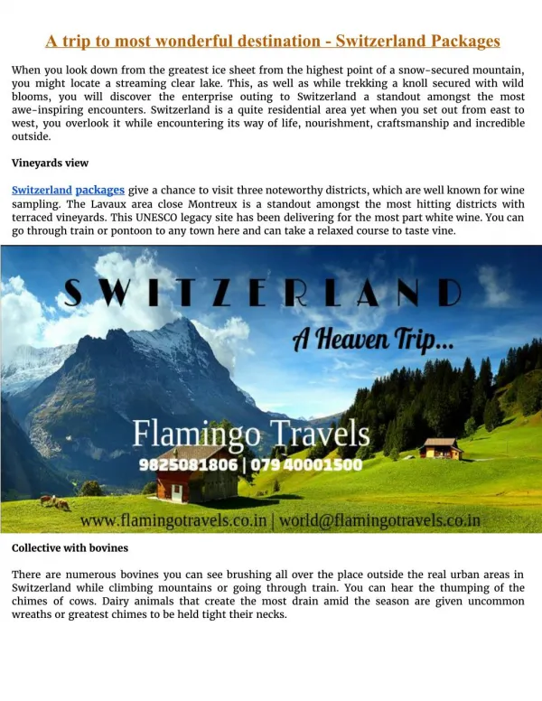 A trip to most wonderful destination - Switzerland Tour