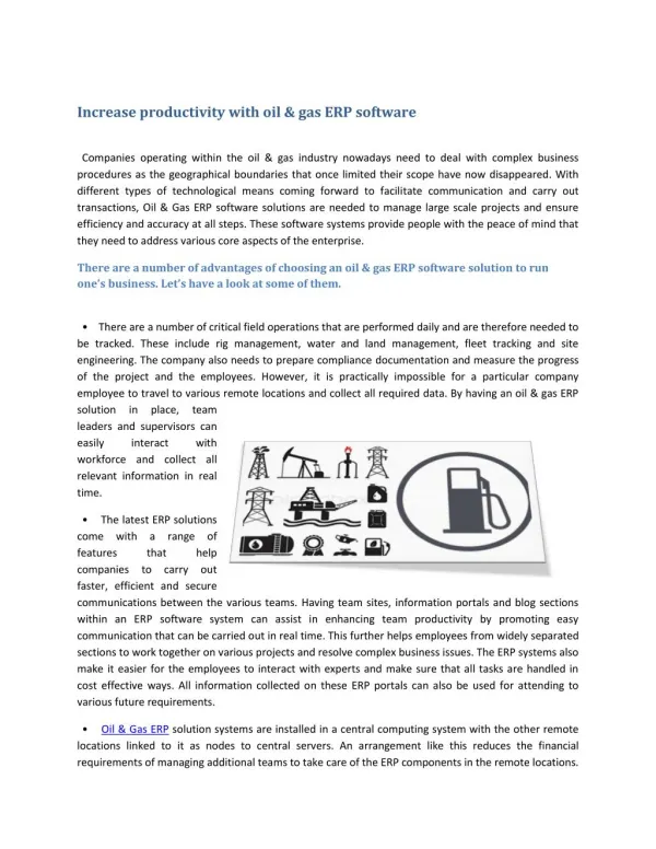 Increase productivity with oil & gas ERP software
