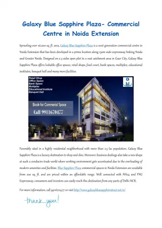 Galaxy blue sapphire plaza commercial centre in noida extension
