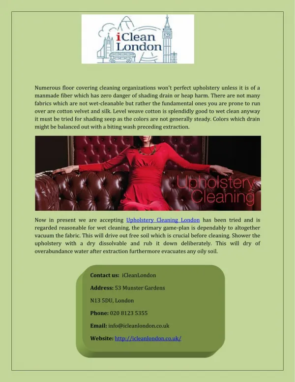 Get Upholstery Cleaning London
