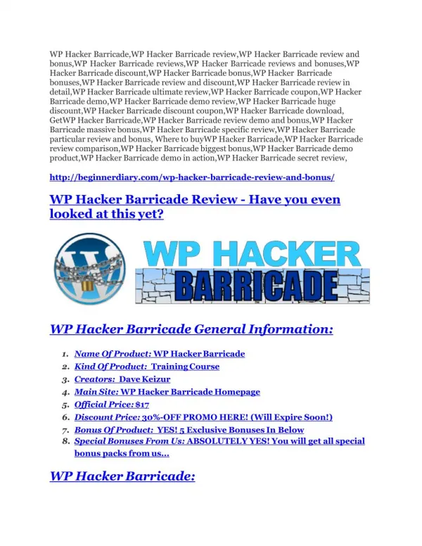 WP Hacker Barricade review - WP Hacker Barricade (MEGA) $23,800 bonuses