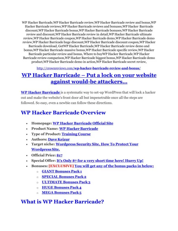WP Hacker Barricade review and (FREE) $12,700 bonus-- WP Hacker Barricade Discount