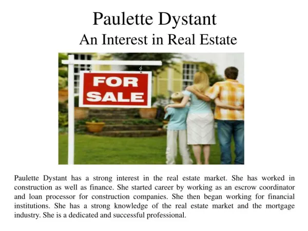 Paulette Dystant - An Interest in Real Estate