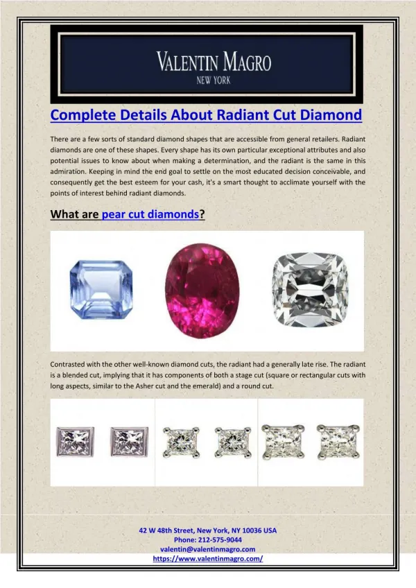 Complete Details About Radiant Cut Diamond