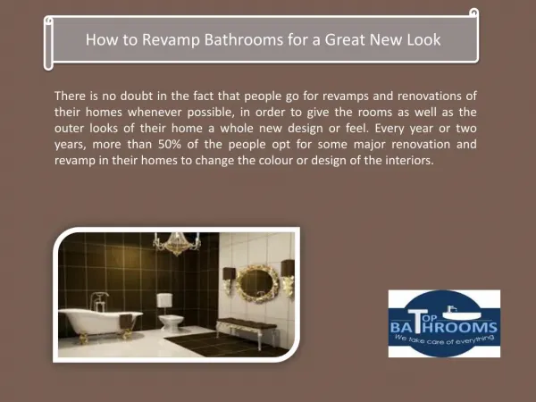 How to Revamp Bathrooms for a Great New Look