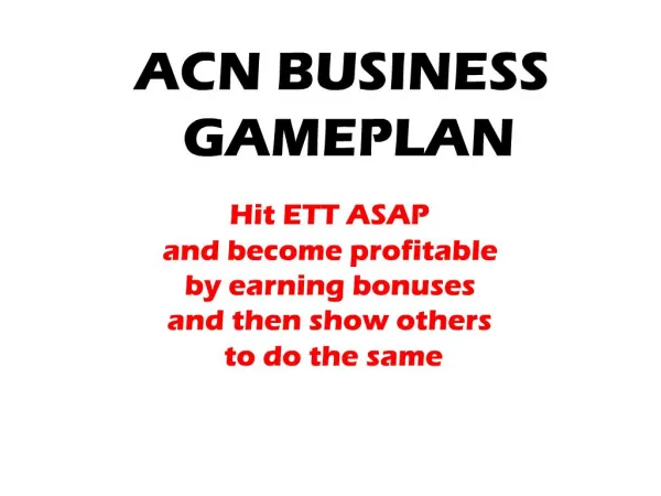 ACN BUSINESS GAMEPLAN