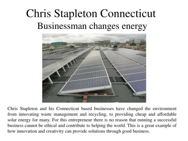 Chris Stapleton Connecticut - Businessman changes energy