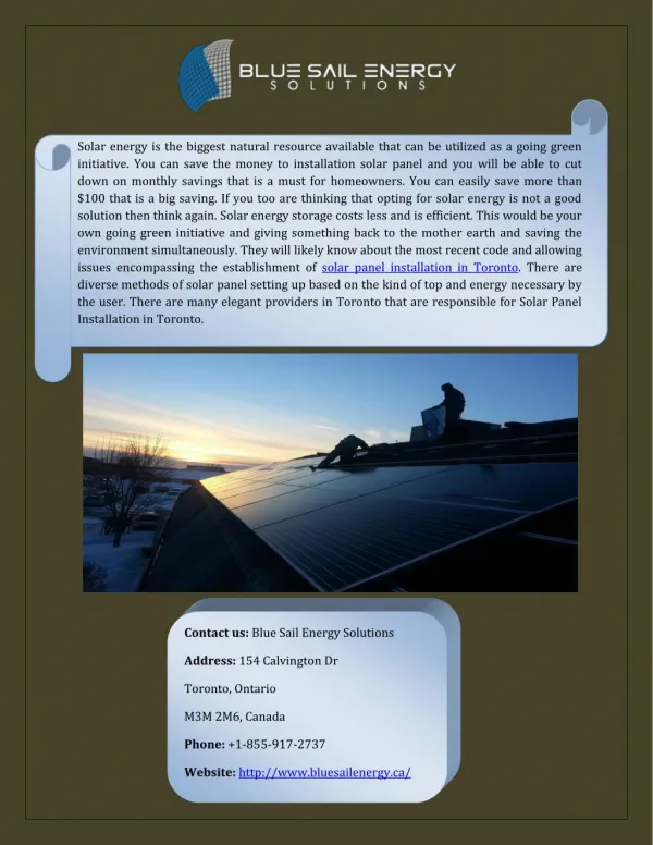 Best Solar Panel Installation In Toronto