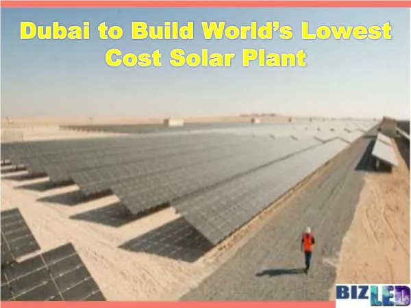 Dubai to Build World’s Lowest Cost Solar Plant