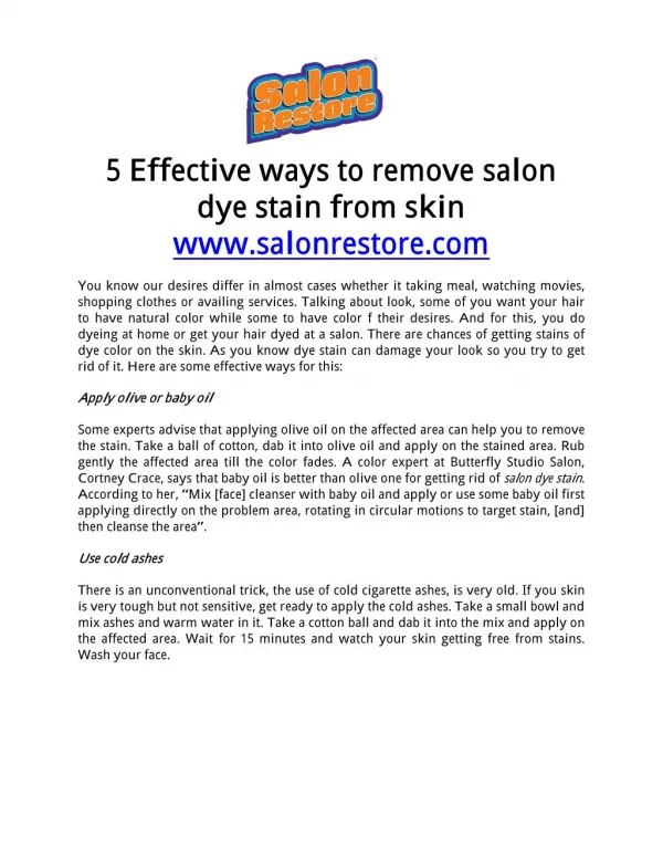 5 Effective ways to remove salon dye stain from skin