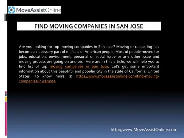 Are You Looking for Top Moving Companies in San Jose?