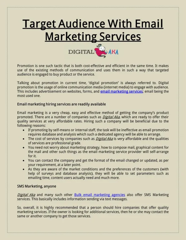 Target Audience With Email Marketing Services