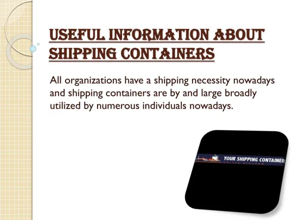 Useful Information about Shipping Containers
