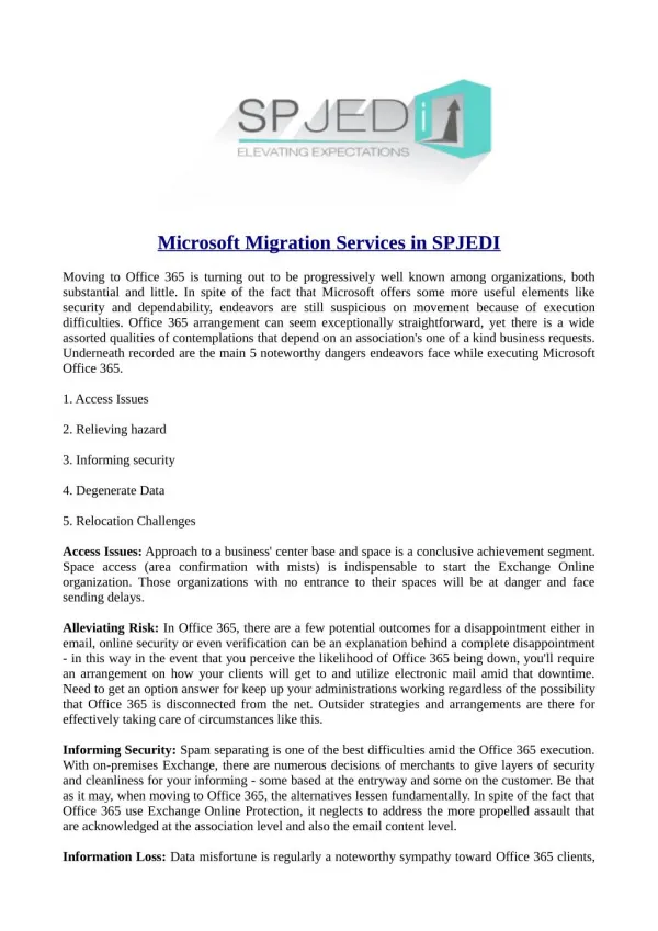 Microsoft Migration Services in SPJEDI