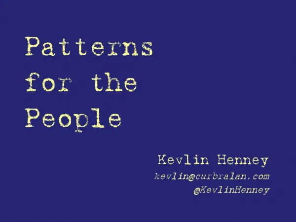 Patterns for the People