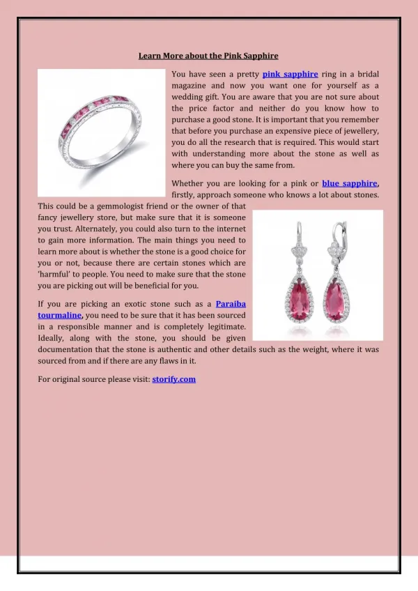 Learn More About The Pink Sapphire
