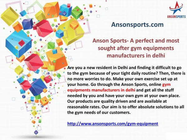 Anson Sports- A perfect and most sought after gym equipments manufacturers in delhi