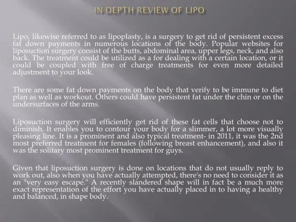 In-depth Review of Lipo