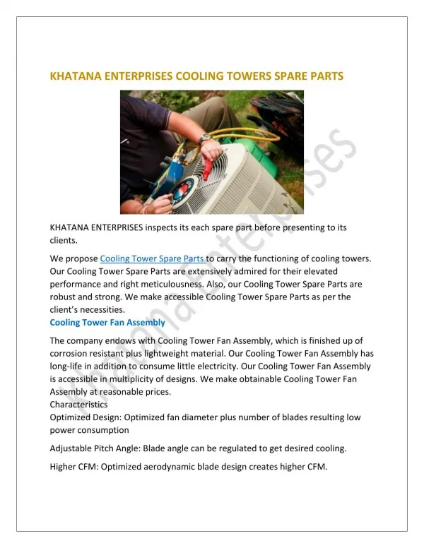 Cooling Tower Spare Part|Khatana enterprises
