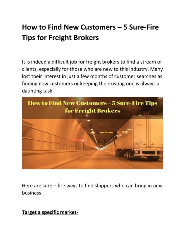 5 Sure-Fire Tips for Freight Brokers