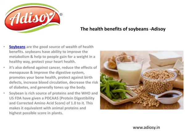 The health benefits of soybeans -Adisoy