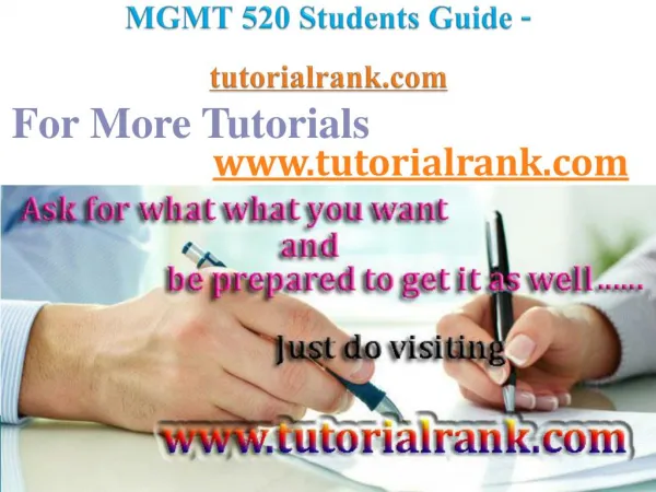 MGMT 520Course Success Begins / tutorialrank.com