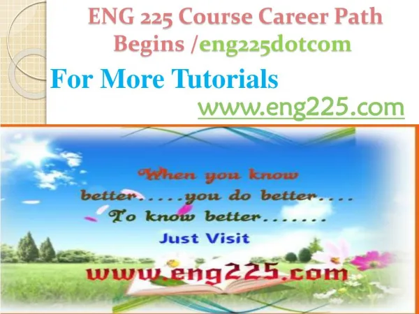 ENG 225 Course Career Path Begins /eng225dotcom