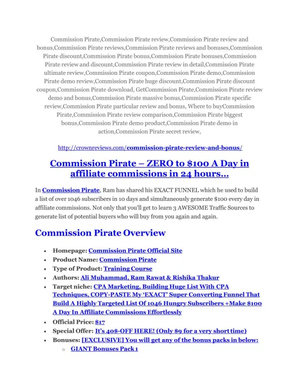 Commission Pirate review-(MEGA) $23,500 bonus of Commission Pirate