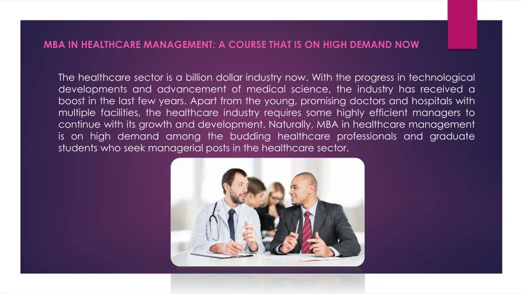 mba in healthcare management a course that is on high demand now