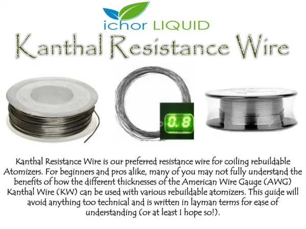 Kanthal Resistance Wire Guide Chart by Ichor Liquid