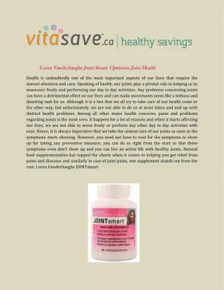 Lorna Vanderhaeghe Joint Smart: Optimum Joint Health - slide 1