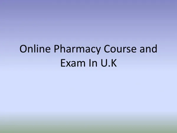 Online Prepfor Pre-Reg Pharmacy Course & Exam In UK