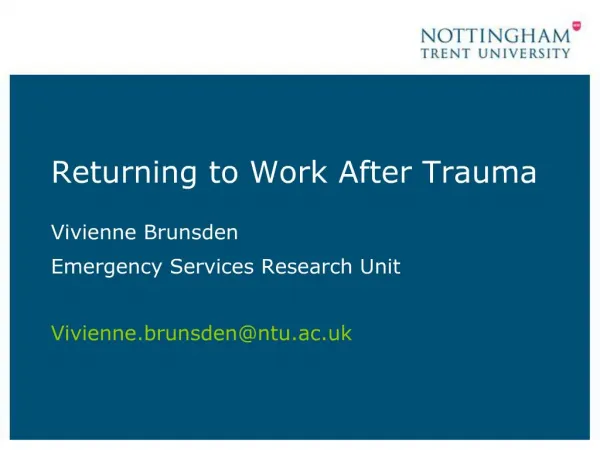 Returning to Work After Trauma