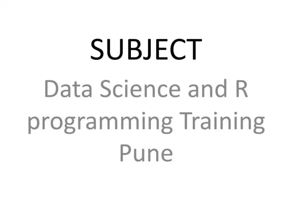 Data Science and R programming Training Pune