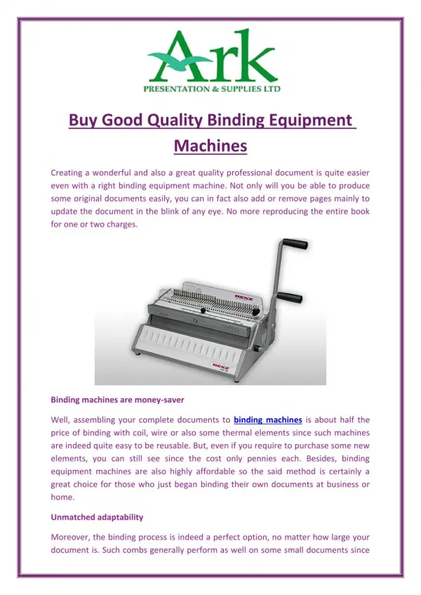 Buy Good Quality Binding Equipment Machines