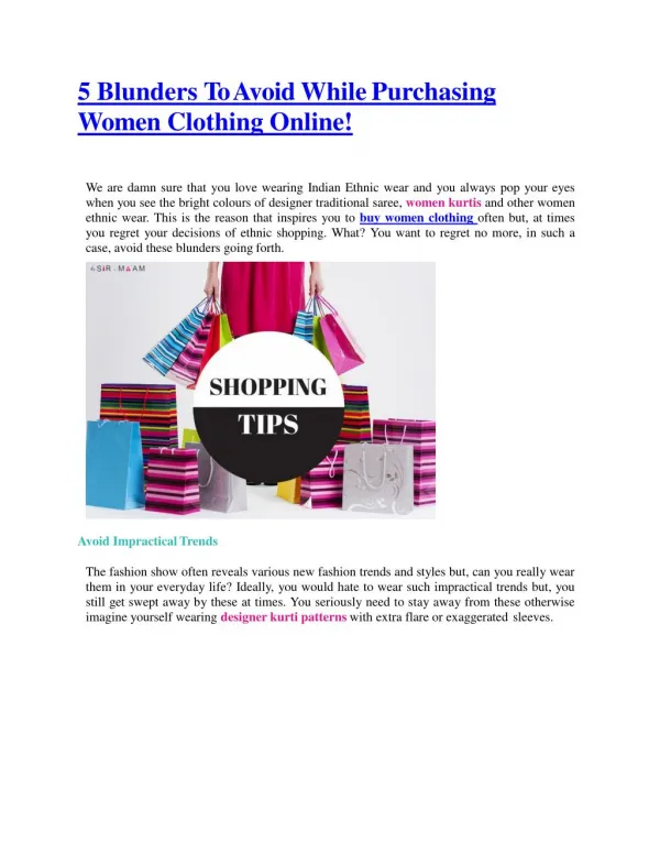 5 Blunders To Avoid While Purchasing Women Clothing Online!