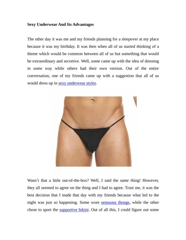 Skimpy Underwear And Its Advantages