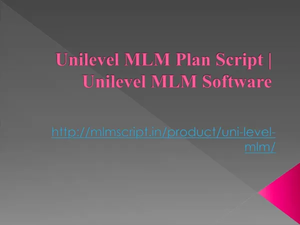 Unilevel MLM Plan Script | Unilevel MLM Software