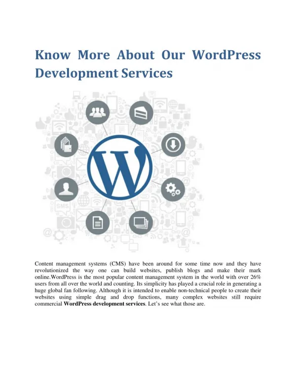 Know more about our wordpress development services